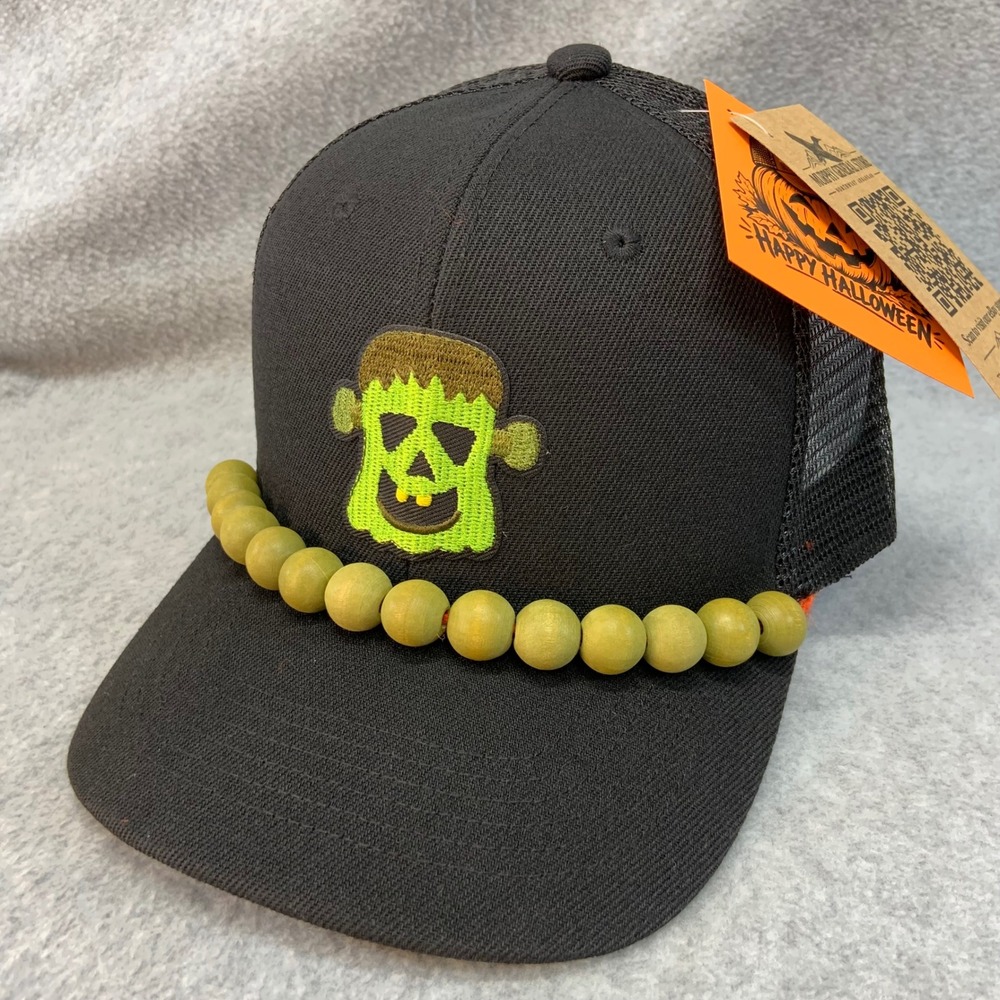 Frankenstein Patch Unisex Black Mesh Trucker Hat Halloween OSFM NWT